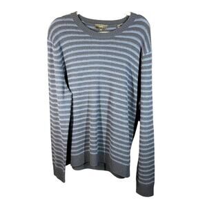 Vince 100% Wool Sweater Mens XL Blue‎ Stripe Crew Neck Cozy Soft Ribbed Cuffs